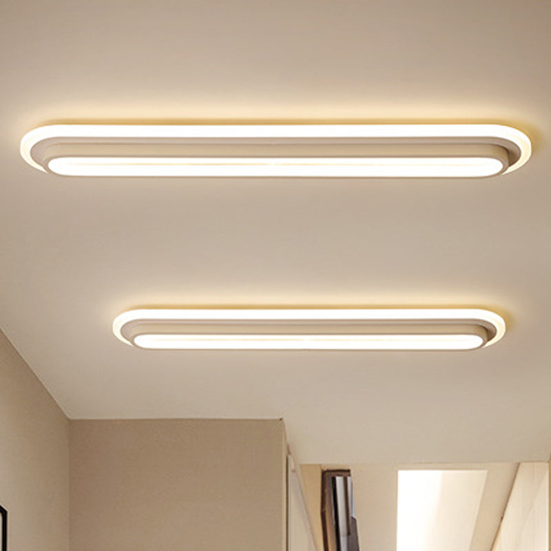 Plafonnier LED ovale en métal et acrylique, 49 ou 54 cm