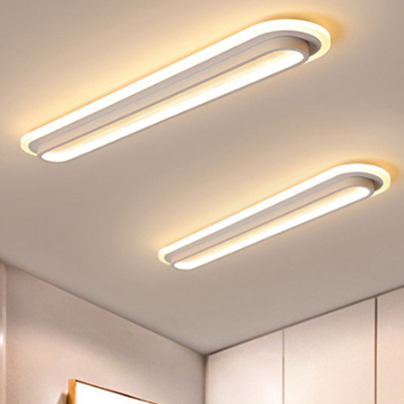 Plafonnier LED ovale en métal et acrylique, 49 ou 54 cm