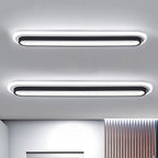 Plafonnier LED ovale en métal et acrylique, 49 ou 54 cm, noir