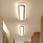 Plafonnier LED ovale en métal et acrylique, 49 ou 54 cm, blanc