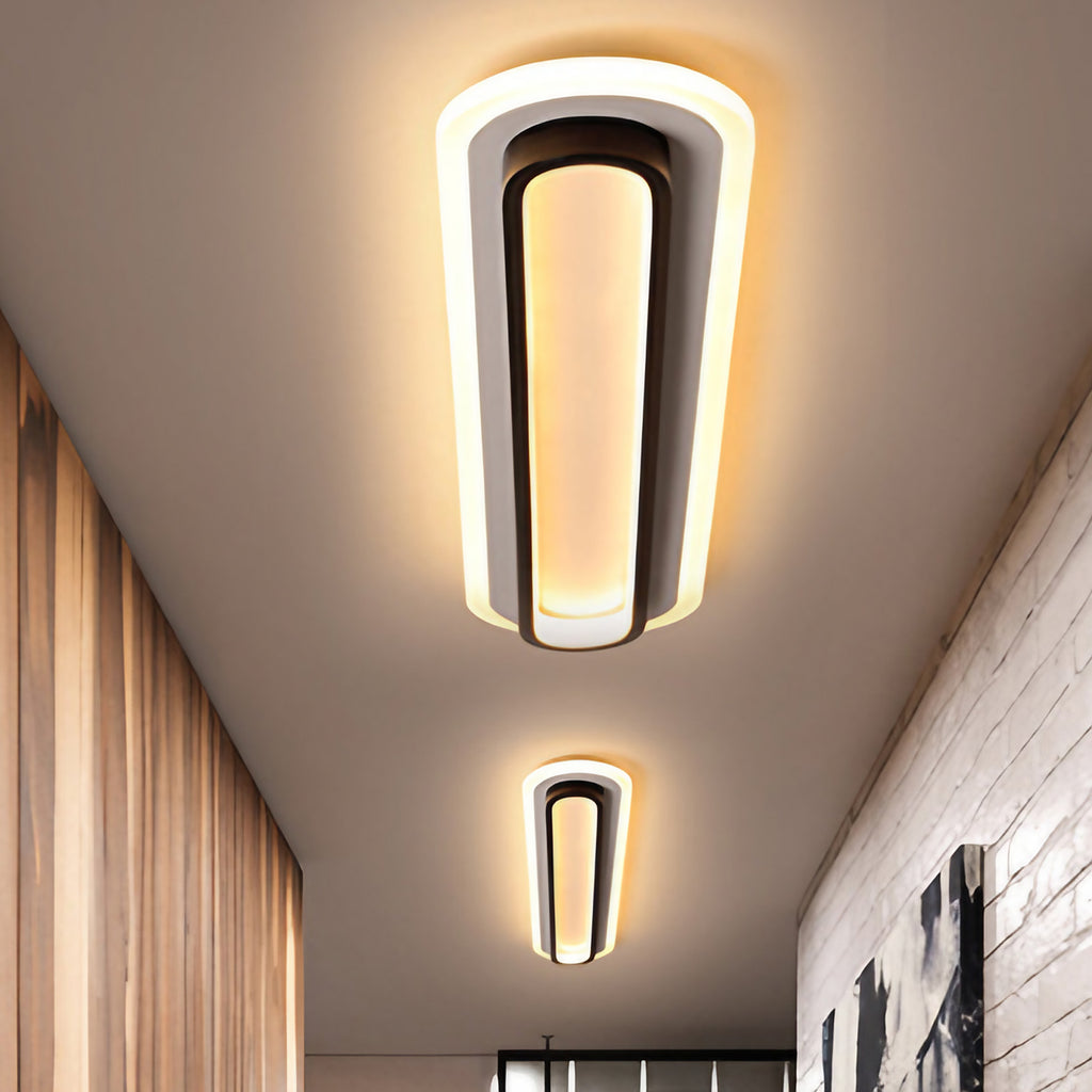 Plafonnier LED ovale en métal et acrylique, 49 ou 54 cm, noir