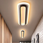 Plafonnier LED ovale en métal et acrylique, 49 ou 54 cm, noir