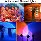 Lampe de projection effet coucher de soleil, 15 couleurs, USB