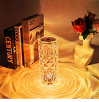 Lampe veilleuse rose aspect cristal, tactile, 3 ou 16 couleurs