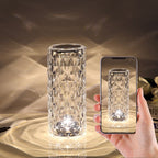 Lampe veilleuse rose aspect cristal, tactile, 3 ou 16 couleurs