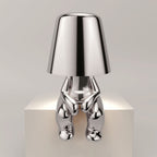 Lampe à poser sans fil rechargeable, figurine dorée ou argentée