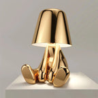 Lampe à poser sans fil rechargeable, figurine dorée ou argentée