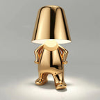Lampe à poser sans fil rechargeable, figurine dorée ou argentée