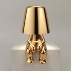 Lampe à poser sans fil rechargeable, figurine dorée ou argentée