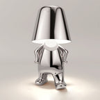 Lampe à poser sans fil rechargeable, figurine dorée ou argentée