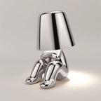 Lampe à poser sans fil rechargeable, figurine dorée ou argentée