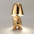 Lampe à poser sans fil rechargeable, figurine dorée ou argentée