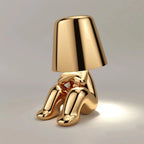 Lampe à poser sans fil rechargeable, figurine dorée ou argentée