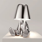 Lampe à poser sans fil rechargeable, figurine dorée ou argentée
