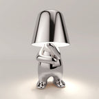 Lampe à poser sans fil rechargeable, figurine dorée ou argentée