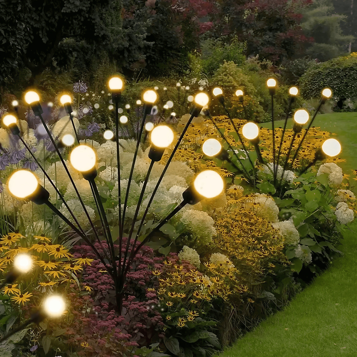 Lampe solaire de jardin effet luciole, sans câblage