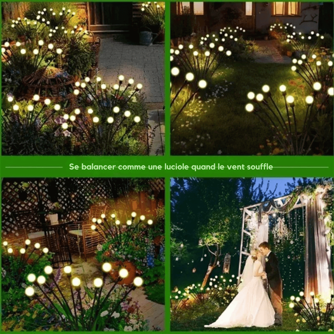 Lampe solaire de jardin effet luciole, sans câblage
