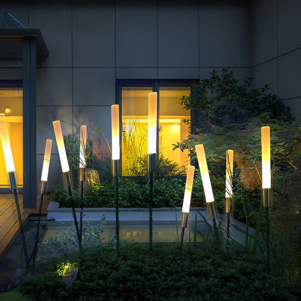 Lampe solaire LED de jardin à planter, étanche IP65, blanc chaud