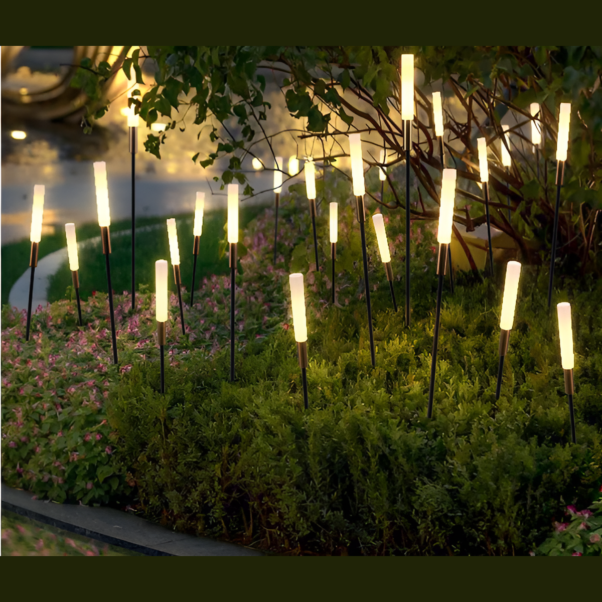 Lampe solaire LED de jardin à planter, étanche IP65, blanc chaud