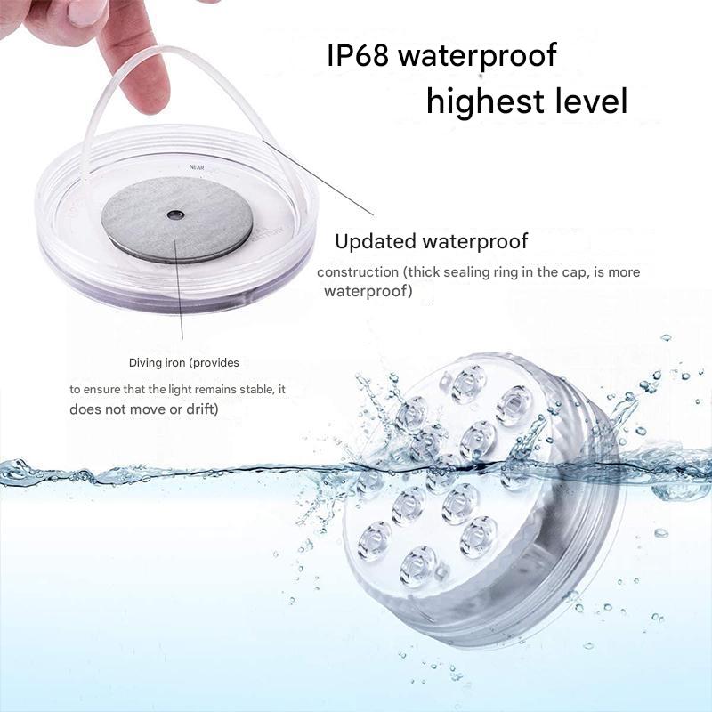 Lampe LED immergeable IP68 avec télécommande, 16 couleurs