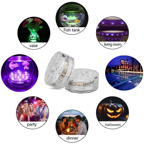 Lampe LED immergeable IP68 avec télécommande, 16 couleurs