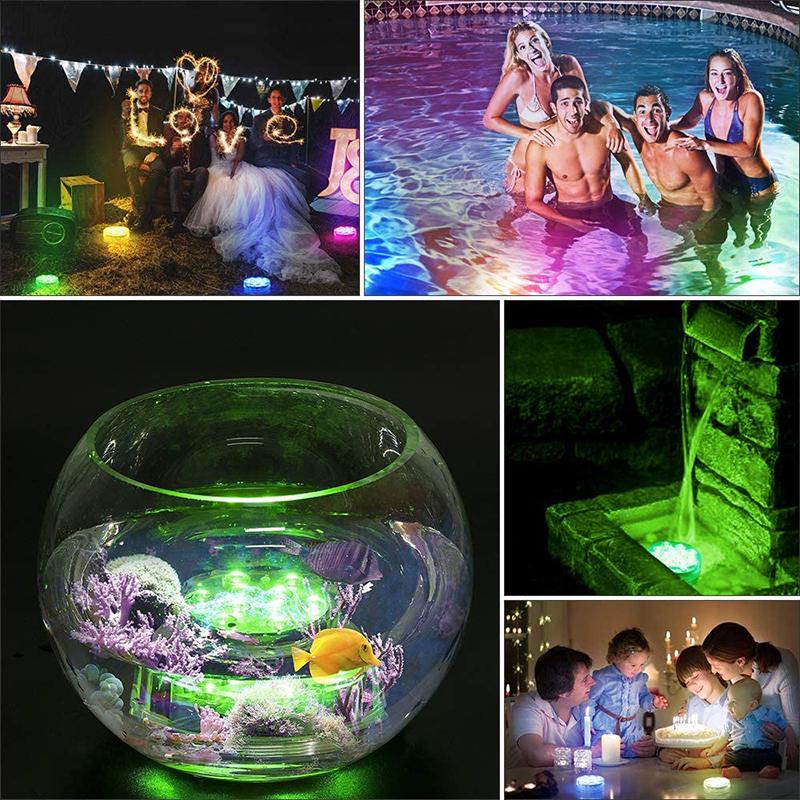 Lampe LED immergeable IP68 avec télécommande, 16 couleurs