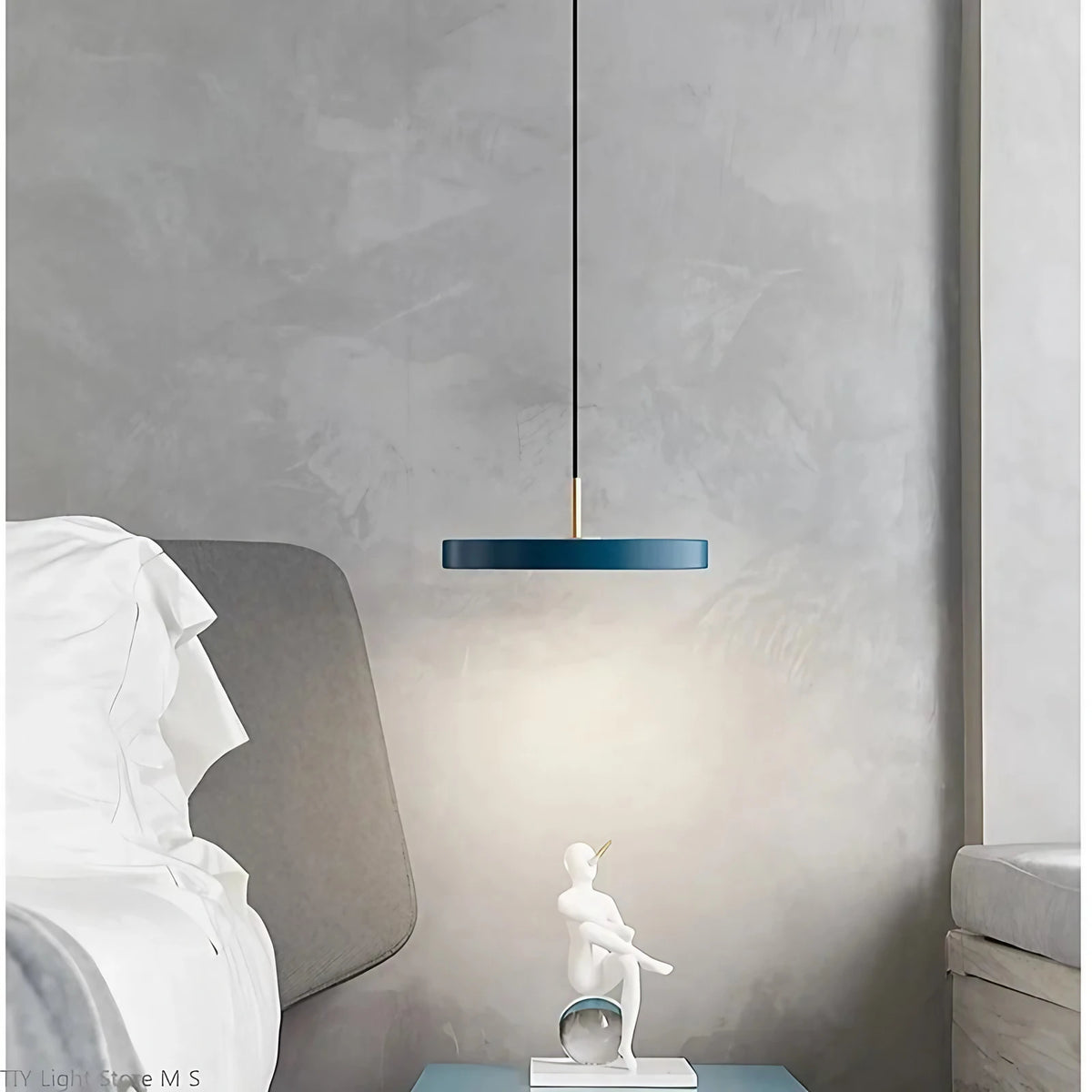 Suspension en métal et verre style scandinave, de 23 à 50 cm, bleu