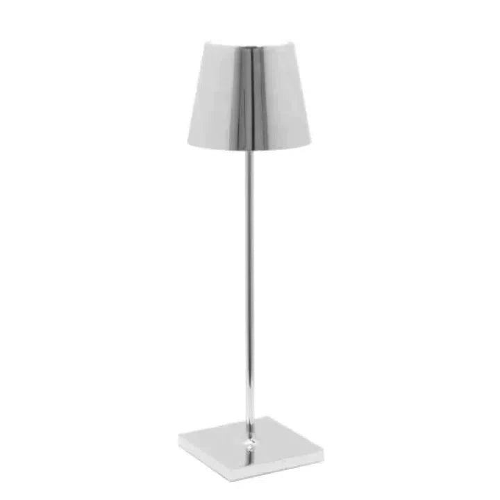 Lampe de table sans fil rechargeable en métal, style scandinave, argenté