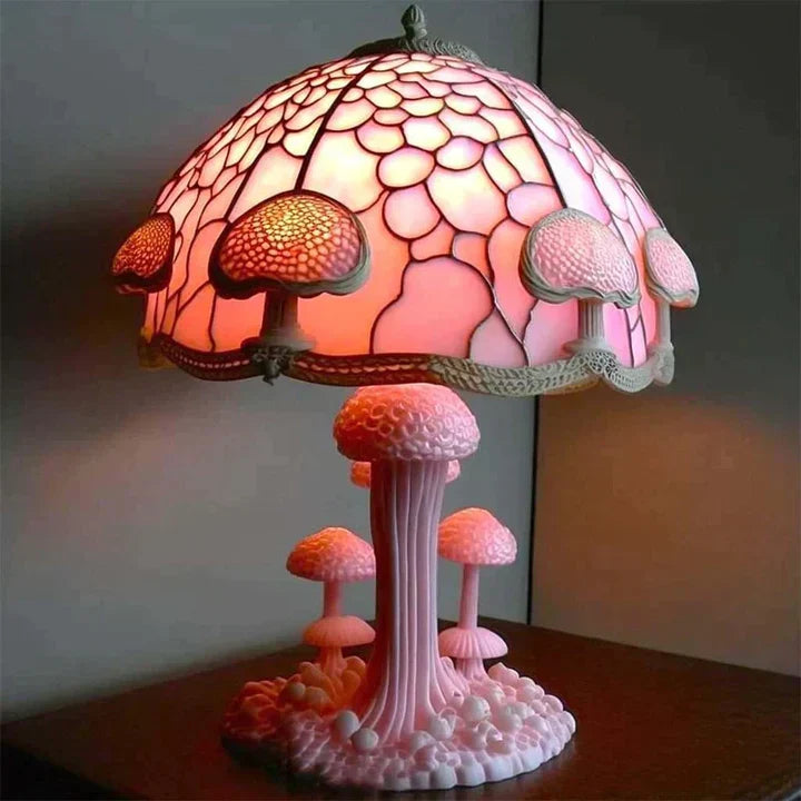 Lampe vitrail en verre coloré, huit motifs inspirés de la nature