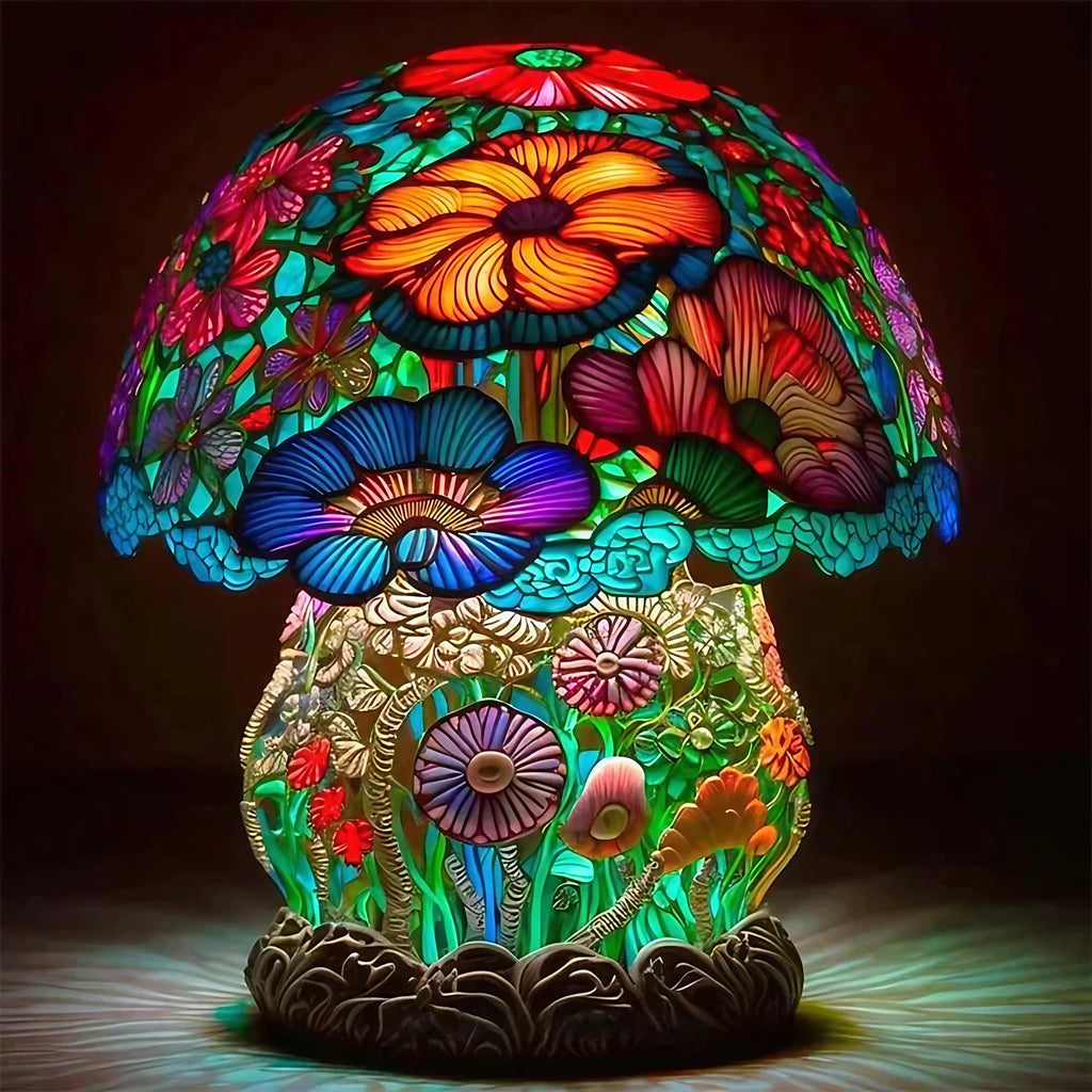 Lampe vitrail en verre coloré, huit motifs inspirés de la nature