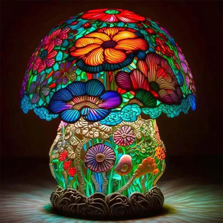 Lampe vitrail en verre coloré, huit motifs inspirés de la nature