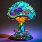 Lampe vitrail en verre coloré, huit motifs inspirés de la nature