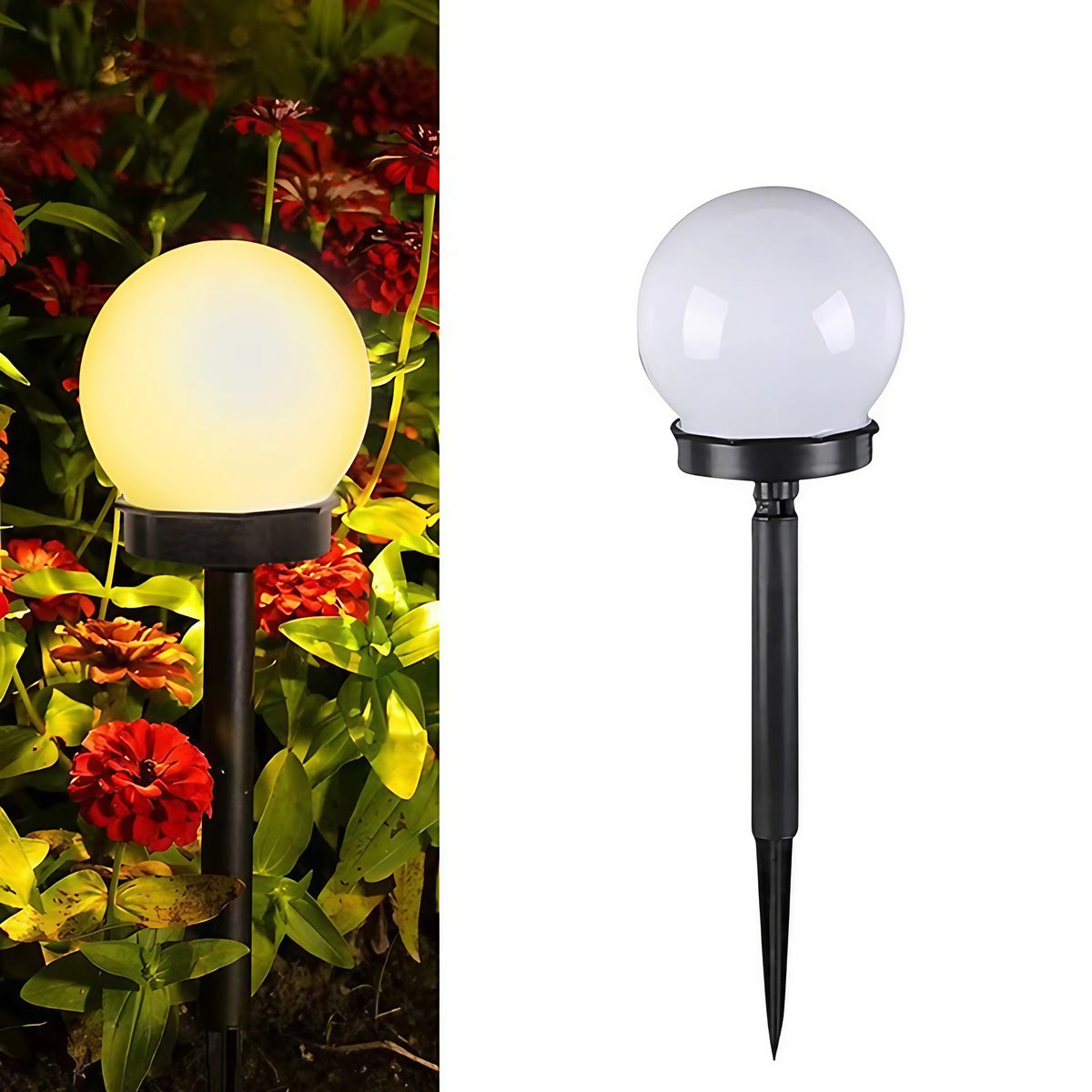 Lampe solaire de jardin LED, lumière blanche ou chaude