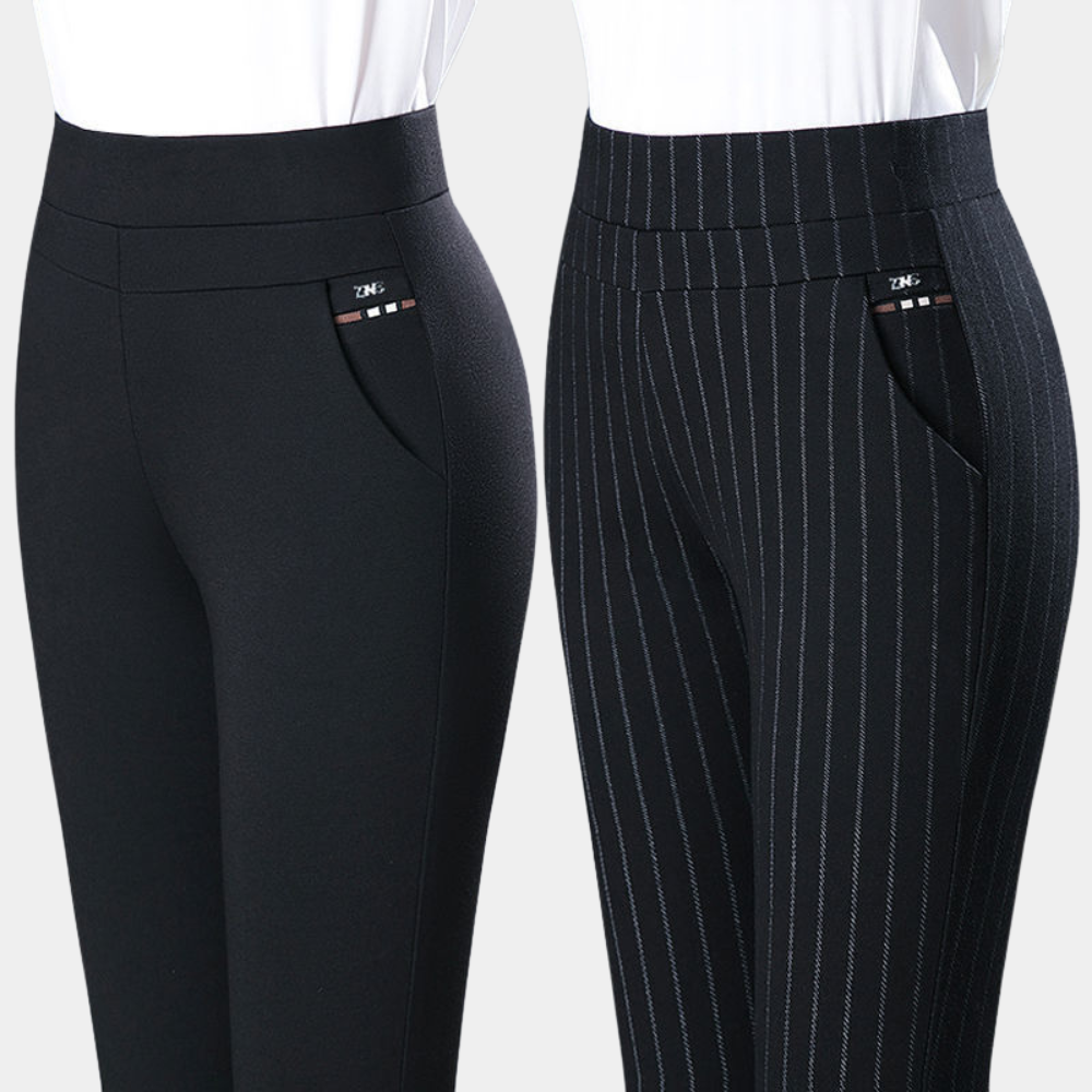 Legging femme coupe ajustée, noir uni ou rayé, du M au 4XL