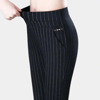 Legging femme coupe ajustée, noir uni ou rayé, du M au 4XL, noir rayé