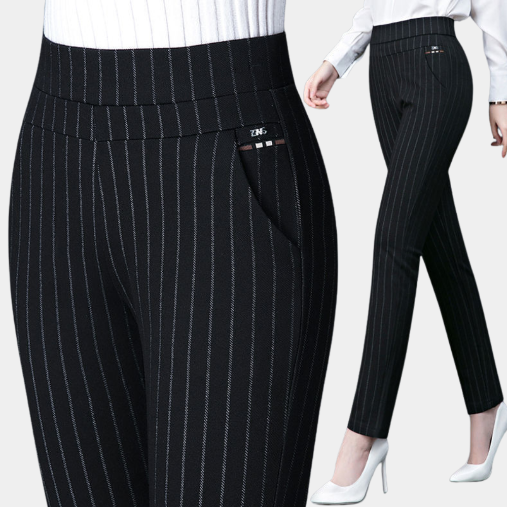 Legging femme coupe ajustée, noir uni ou rayé, du M au 4XL
