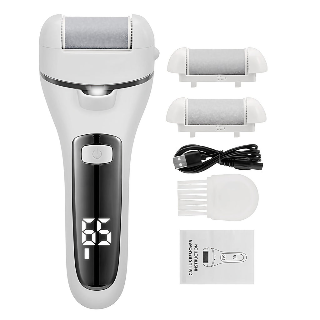 Râpe électrique pour les pieds, 3 têtes, 2 vitesses, rechargeable