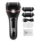 Râpe électrique pour les pieds, 3 têtes, 2 vitesses, rechargeable, noir