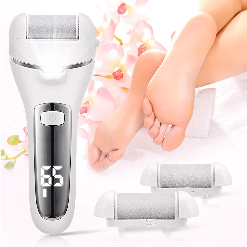 Râpe électrique pour les pieds, 3 têtes, 2 vitesses, rechargeable