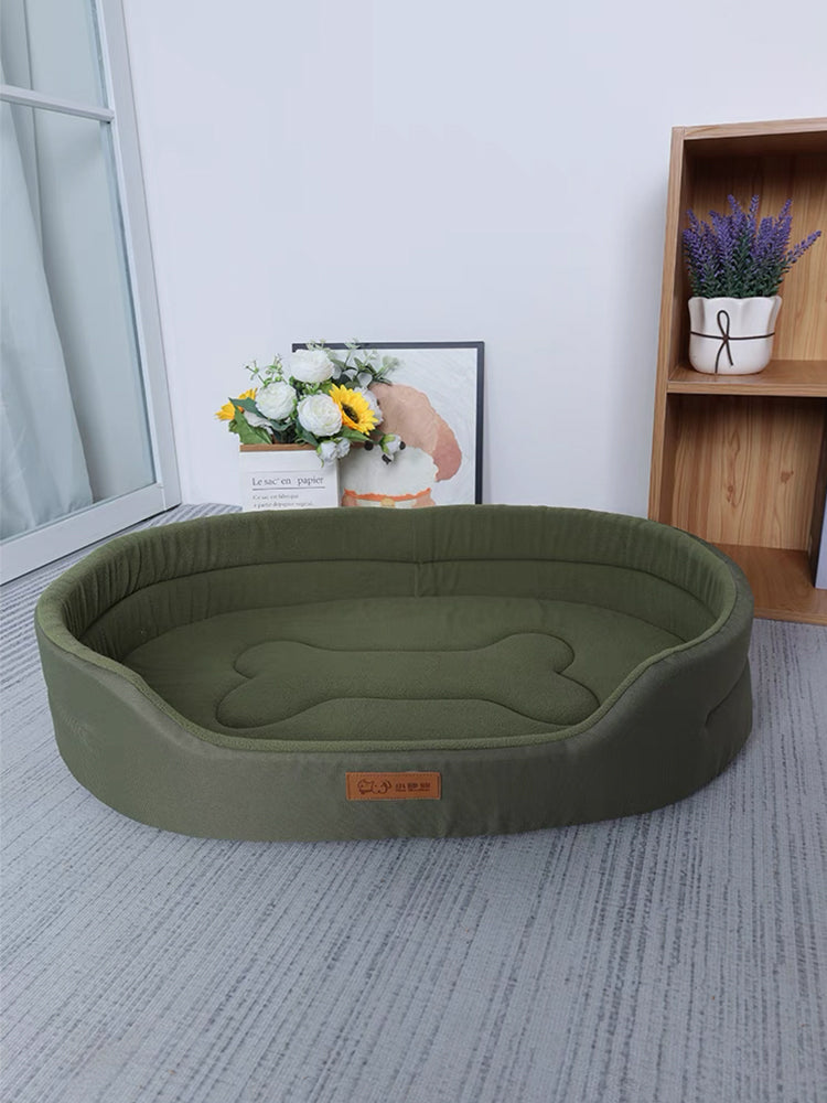 Lit orthopédique pour chien à mémoire de forme, bords surélevés, vert