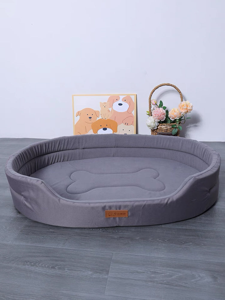Lit orthopédique pour chien à mémoire de forme, bords surélevés, gris