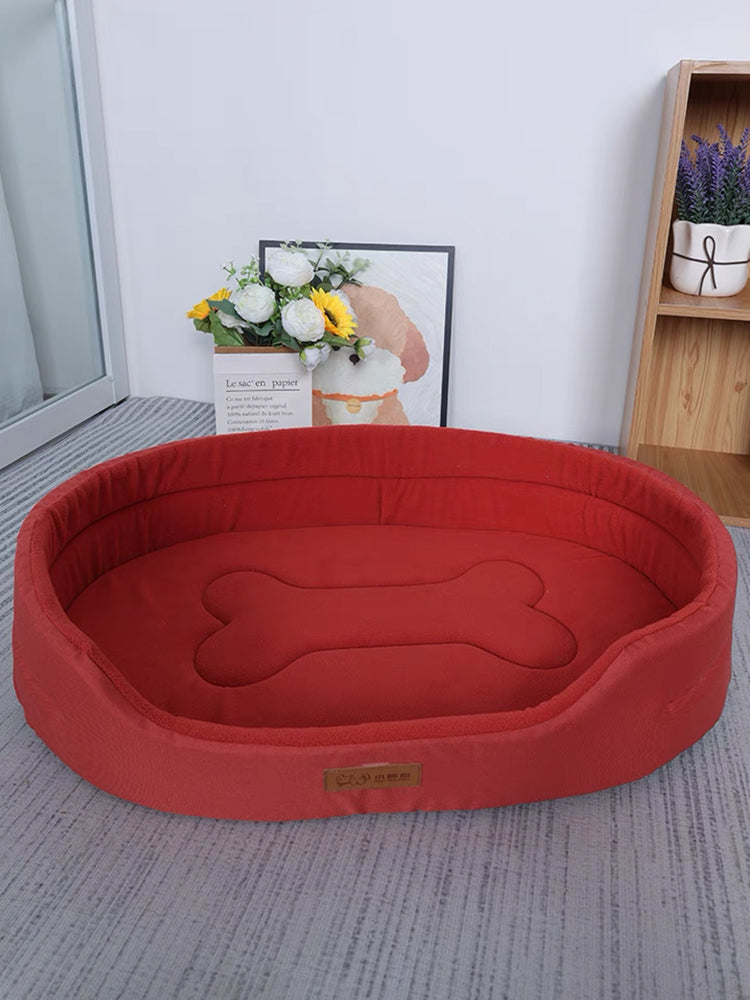 Lit orthopédique pour chien à mémoire de forme, bords surélevés, rouge