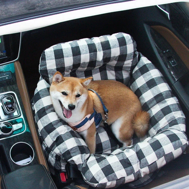 Lit de voiture pour chien rembourré, attache à la ceinture
