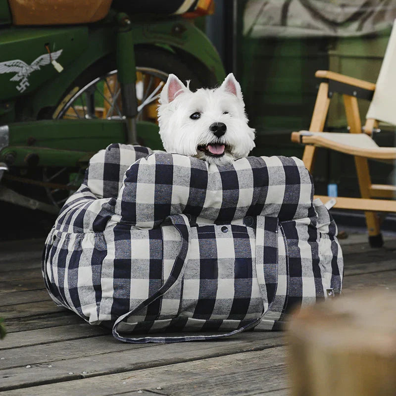 Lit de voiture pour chien rembourré, attache à la ceinture
