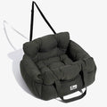 Lit de voiture pour chien rembourré, attache à la ceinture, vert foncé
