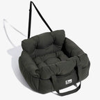 Lit de voiture pour chien rembourré, attache à la ceinture, vert foncé