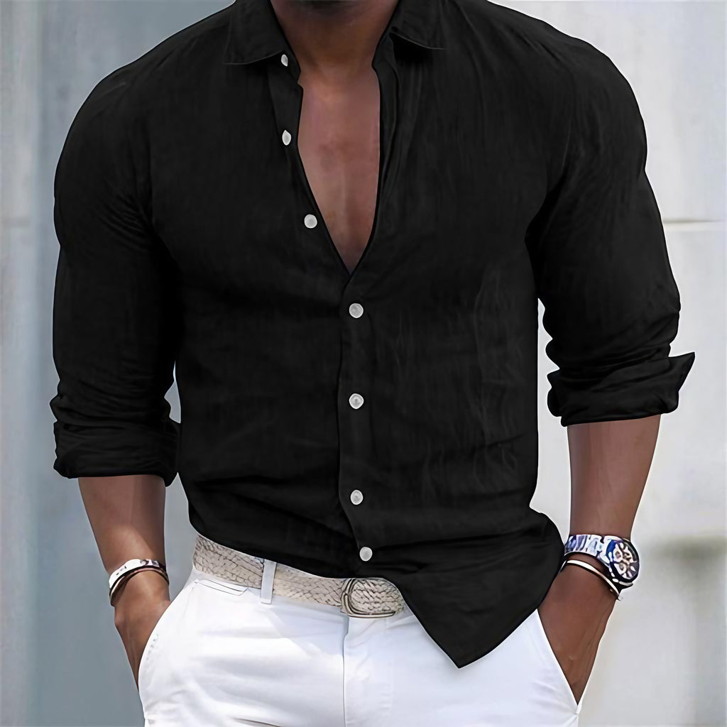 Chemise homme d'été, coupe décontractée, six coloris, noir