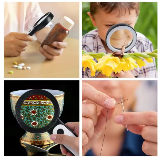 Loupe à main grossissement 30x avec éclairage LED, à piles
