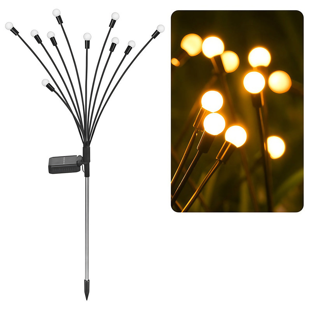 Lucioles solaires pour jardin, lot de 8, blanc chaud ou couleurs