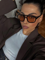 Lunettes de soleil femme style aviateur, monture ovale